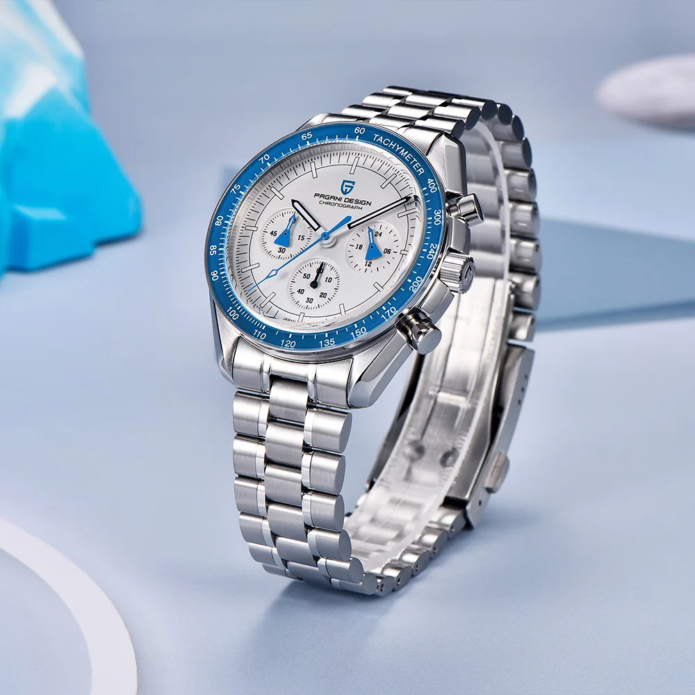 باجاني ديزاين 2025 ساعة القمر الجديد موضة ساعة كوارتز رجالية الياقوت VK63 كرونوغراف الفولاذ المقاوم للصدأ مضيئة ساعة رياضية الرجال #2