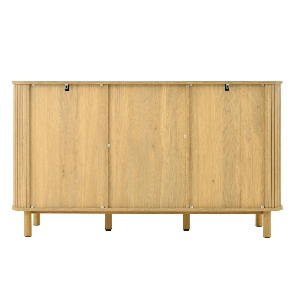 Modernes Sideboard mit vielseitigen Holzoptik-Schubladen, Regalen, Metallbeinen für die Aufbewahrung im Wohnzimmer – Detail 24