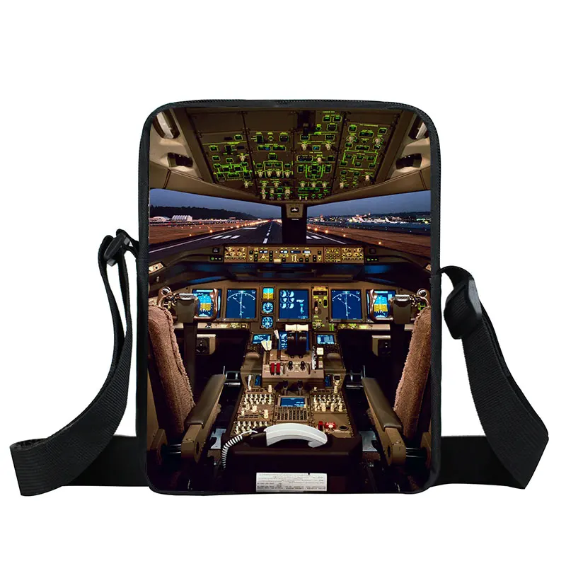 Pilots 6 Pack Flight Simulator Print Crossbody Bag Men Fighter Plane Shoulder Bags for Travel Teenage Male Messenger Bag Bookbag