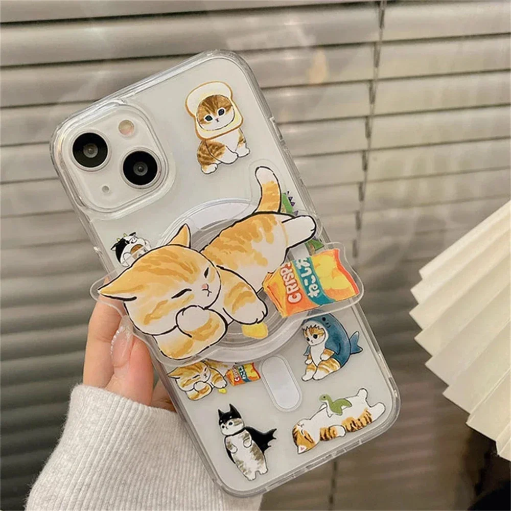 Ins корейский мультфильм милый панда кошка для Magsafe магнитный телефон Griptok Grip Tok подставка складной чехол для беспроводной зарядки держатель кронштейн