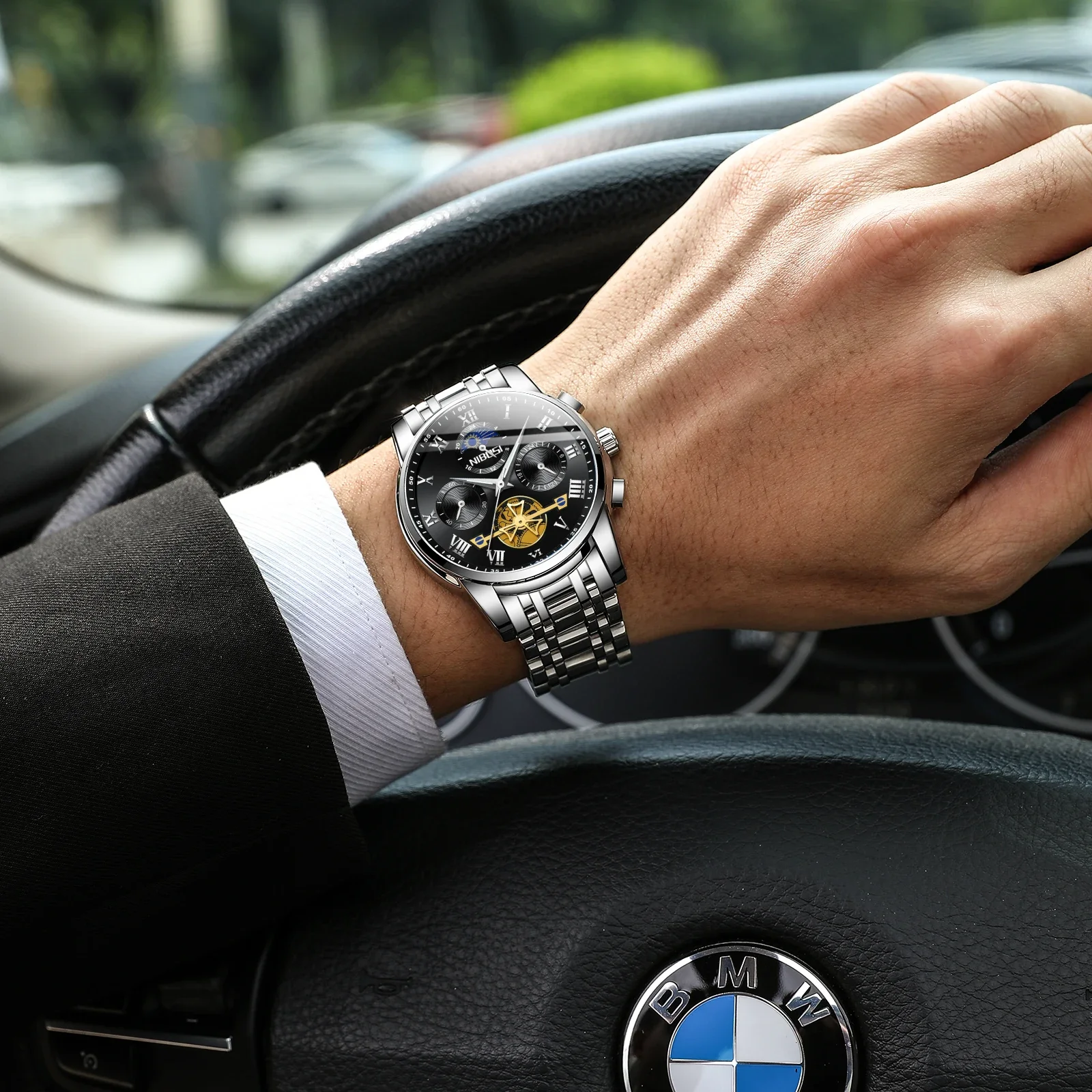 NIBOSI Orologi da uomo di lusso di marca Orologi da polso impermeabili Cronografo Business Sport Orologi al quarzo per uomo Relogio Masculino