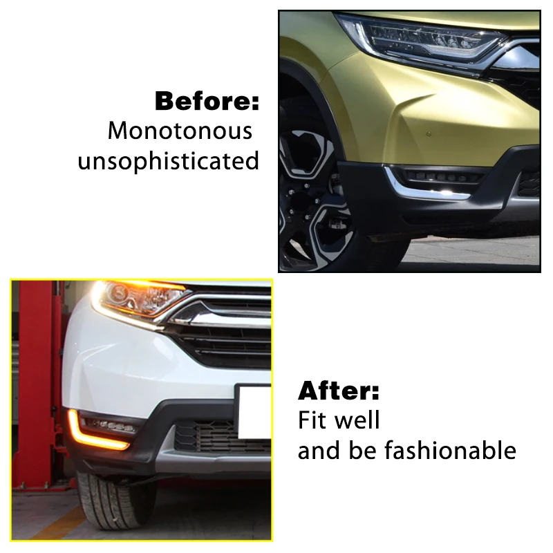 اكسسوارات السيارات لهوندا CRV CR-V 2017 2018 2019 المصد الأمامي 12 فولت LED النهار تشغيل ضوء LED مصباح تجديد أضواء الضباب 2 قطعة