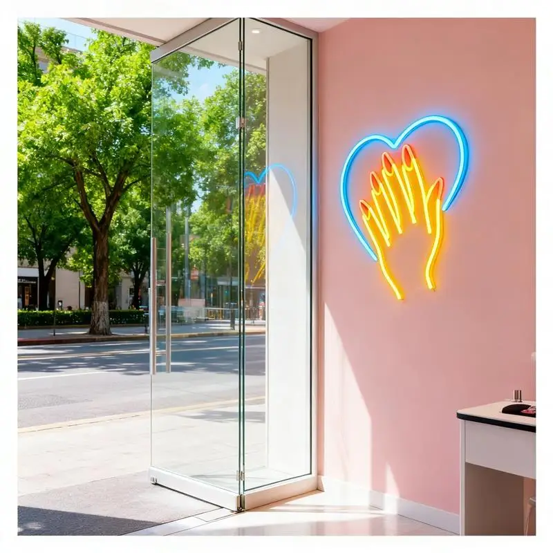 Manicure Neon Sign Nail Art Light USB Powered Dimmable For Salon Studio Wall Decor Business Window Display 40x35cm