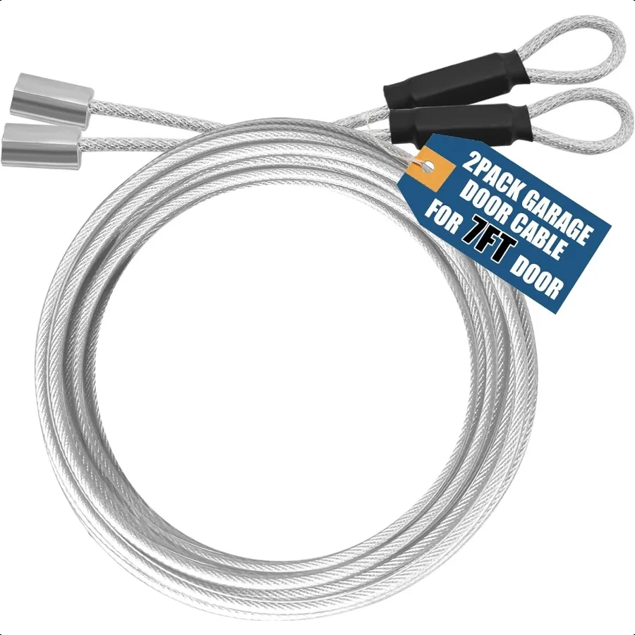 

Замена кабеля для гаражных ворот NAZOU 8,5 футов, 1 8-дюймовый провод с виниловым покрытием и детали подходят для гаражных ворот 7 футов, 2 шт.