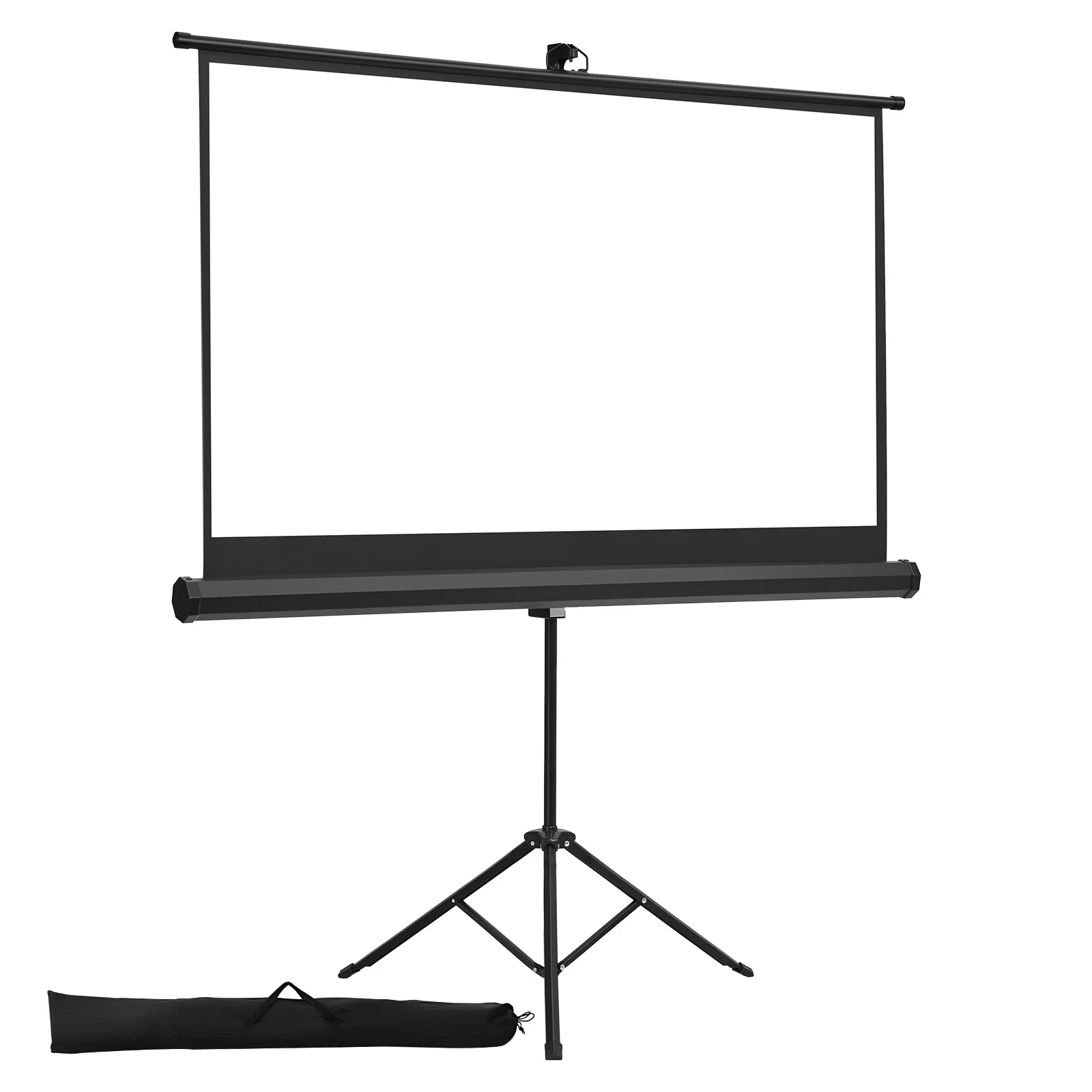 Projector Screen with Stand, 60 Inch 160 °   Wide Angle Indoor Outdoor Projection Screen, 16:9 4K HD Wrinkleless Portable Tripod Screens with Carry Bag