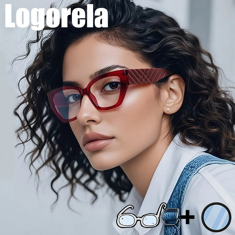 

Logorela 2249 Women Optical Prescription Glasses Anti-Blue Light Photochromic Eyewear Myopia Hyperopia Progressive Eyeglasses