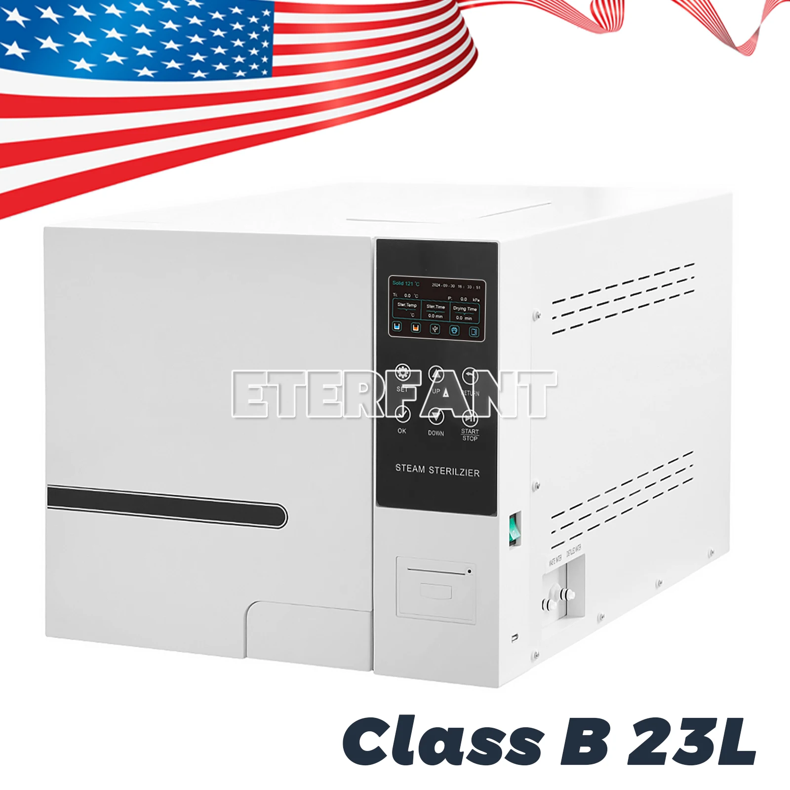 

ETERFANT 23L Class B Dental Autoclave Vacuum Steam Sterilizer Medical Sterilization+Printer with Drying Function