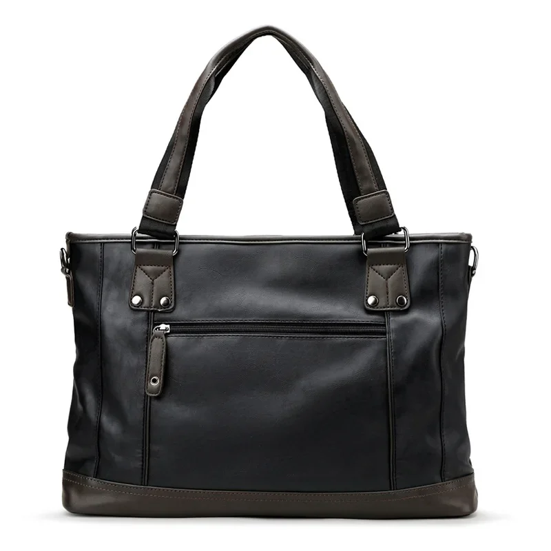 Borsa da uomo di marca Valigetta in pelle PU con cerniera borse da viaggio d'affari borsa per laptop retrò borse a tracolla dal design di alta qualità