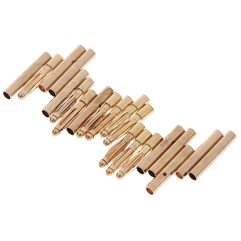 20 قطعة 2 مللي متر الذهب رصاصة موصل الموز المقابس الذكور والإناث لبطارية السيارة RC #6