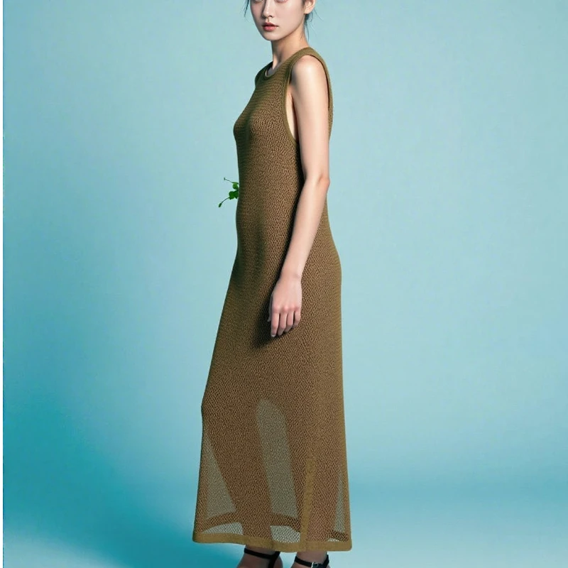 

Летние свободные женские блузки без рукавов с круглым вырезом, модные однотонные элегантные повседневные вязаные топы, длинные блузки с вырезами