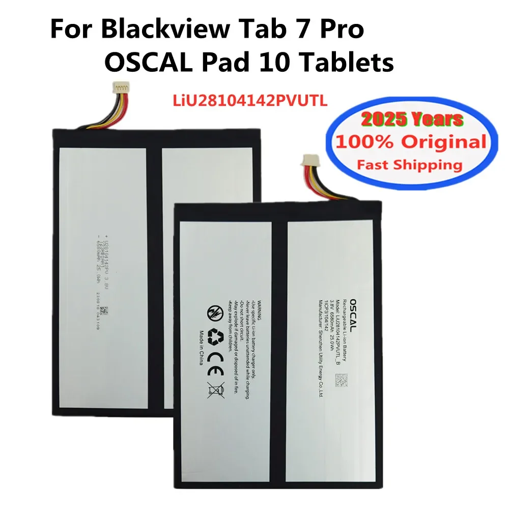 

2025 лет, 6580 мАч, литий 28104142 PVUTL 100% оригинальный аккумулятор для Blackview Tab 7 Pro OSCAL Pad 10, аккумуляторы для планшетов + бесплатные инструменты