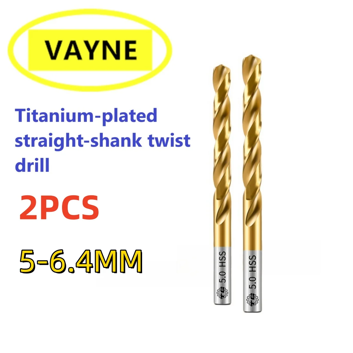 

2PCS Cobalt-containing titanium plated twist drill bit stainless steel special perforated rotor drill alloy 5.00-6.40MM