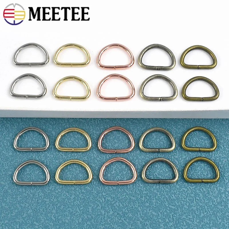 50/100/200Pcs 10/13mm Metal D Ring Buckles for Bag Strap Dog Collar Webbing Adjust Hook Clasp Connection Loops DIY Accessories