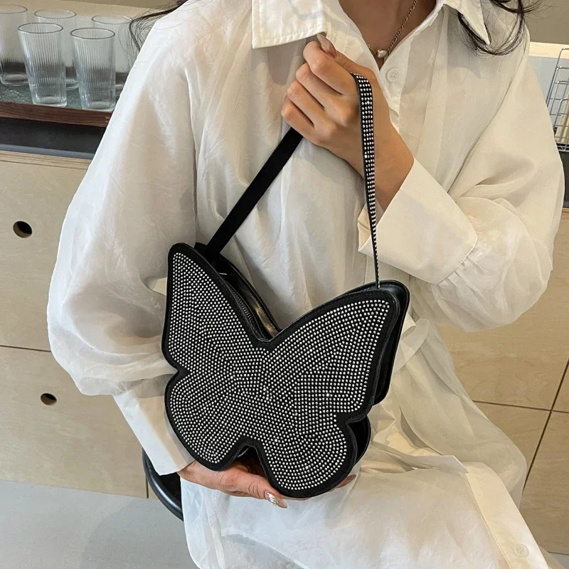 Bolso De hombro con mariposa y diamantes para Mujer, bandolera De alta calidad con cremallera, gran oferta, 2024