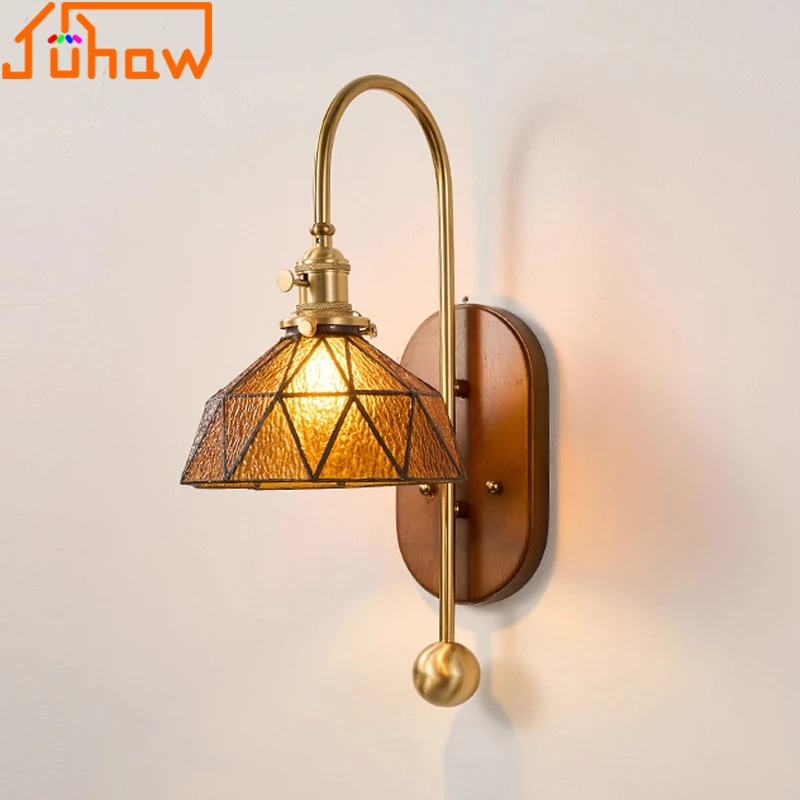 

Vintage American Style Wall Lamp Luxury Glass Living Room Sofa Hallway Bedside Mid Century Modern Background Lighting Fixture