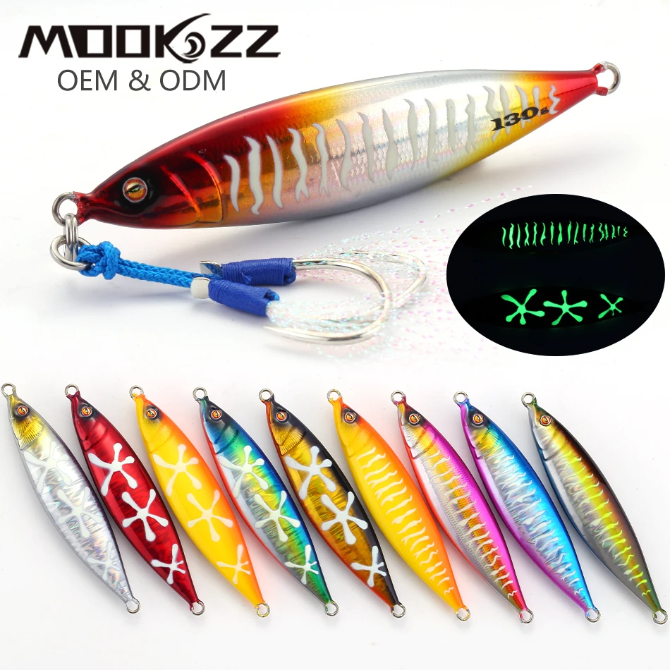 

MOOKZZ New Arrive Slow Jigjing 100g 120g 150g 200g 250g Slow fall Jig lures Artificial Hard bait jingging lures for sea fishing