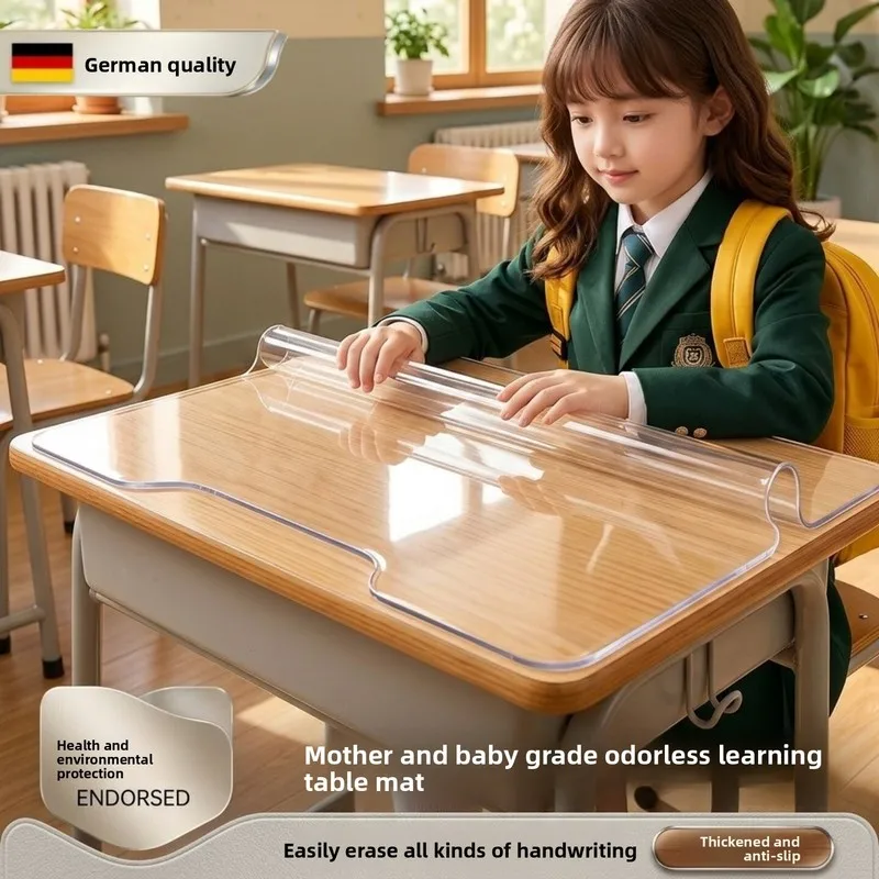 Wholesale school-use transparent desk mat, non-yellowing, eco-friendly crystal board for student desks, specially designed for c