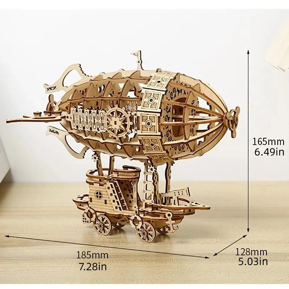 نموذج سفينة هوائية خشبية للبناء، تصميم ميكانيكي، لغز ثلاثي الأبعاد، ألعاب تركيب خشبية ثلاثية الأبعاد، نموذج ميكانيكي يدوي الصنع، مجموعات نماذج للبناء