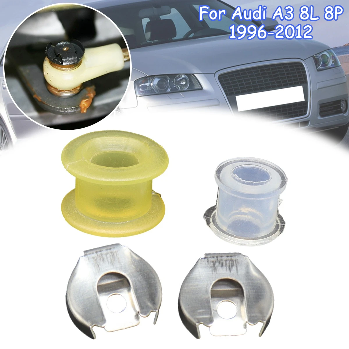 4pcs For Audi A3 8L 8P 1996-2012 MT Gearshift Cable Gearbox Control Bushing Lock Washer Gear Shifter Selector Lever Linkage Fix