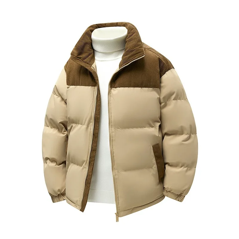 M072 Пуховик, Зимняя утолщенная хлопковая куртка, Модный новый стиль, Повседневная верхняя одежда, Воротник-стойка, Универсальная хлопковая куртка-топ