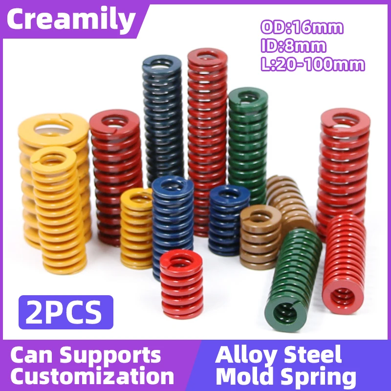 

Creamily 2PCS/Lot Mould Spring Outer Diameter 16mm Inner Diameter 8mm Length 20-100mm Spiral Stamping Compression Springs