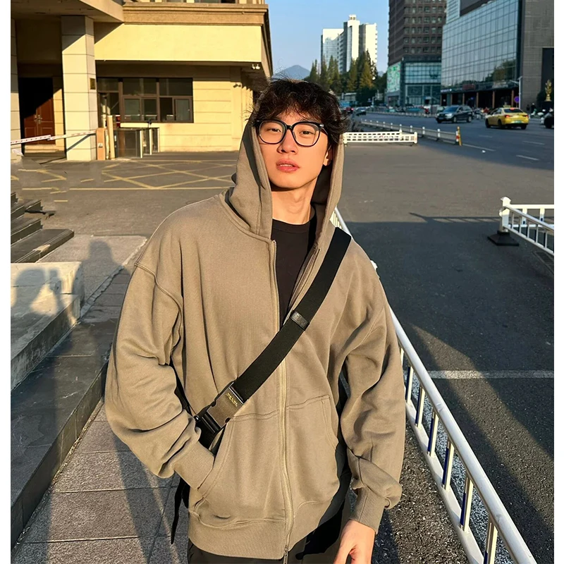 

Cleanfit Zipper Cardigan Hoodie Men's Autumn Winter Heavyweight American Retro Sle Casual Faion Polyester Fiber Coat