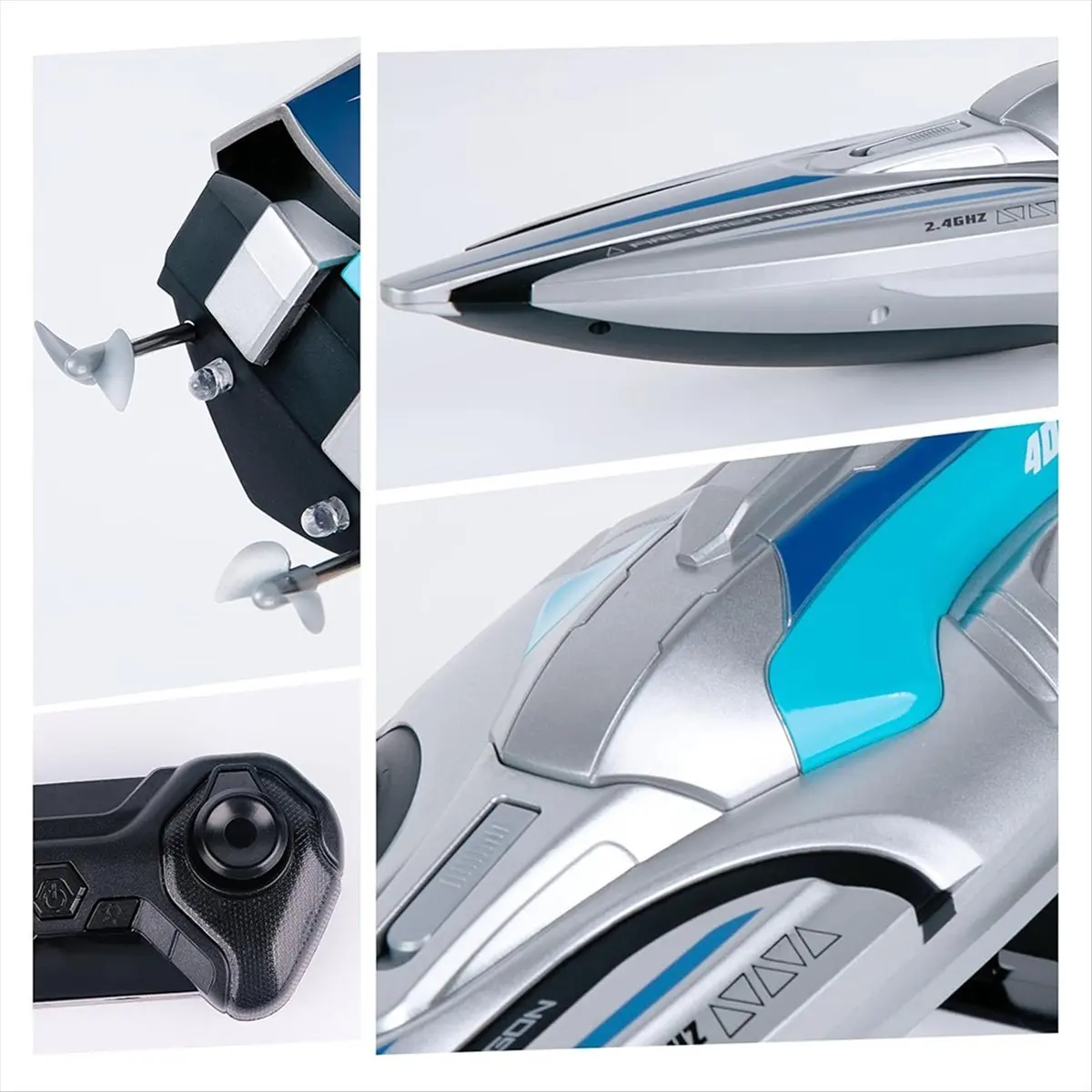 

Component S1 2.4G High-Speed Remote Control Speedboat 30Km/H Waterproof Electric Remote Control Double Propoler Silver