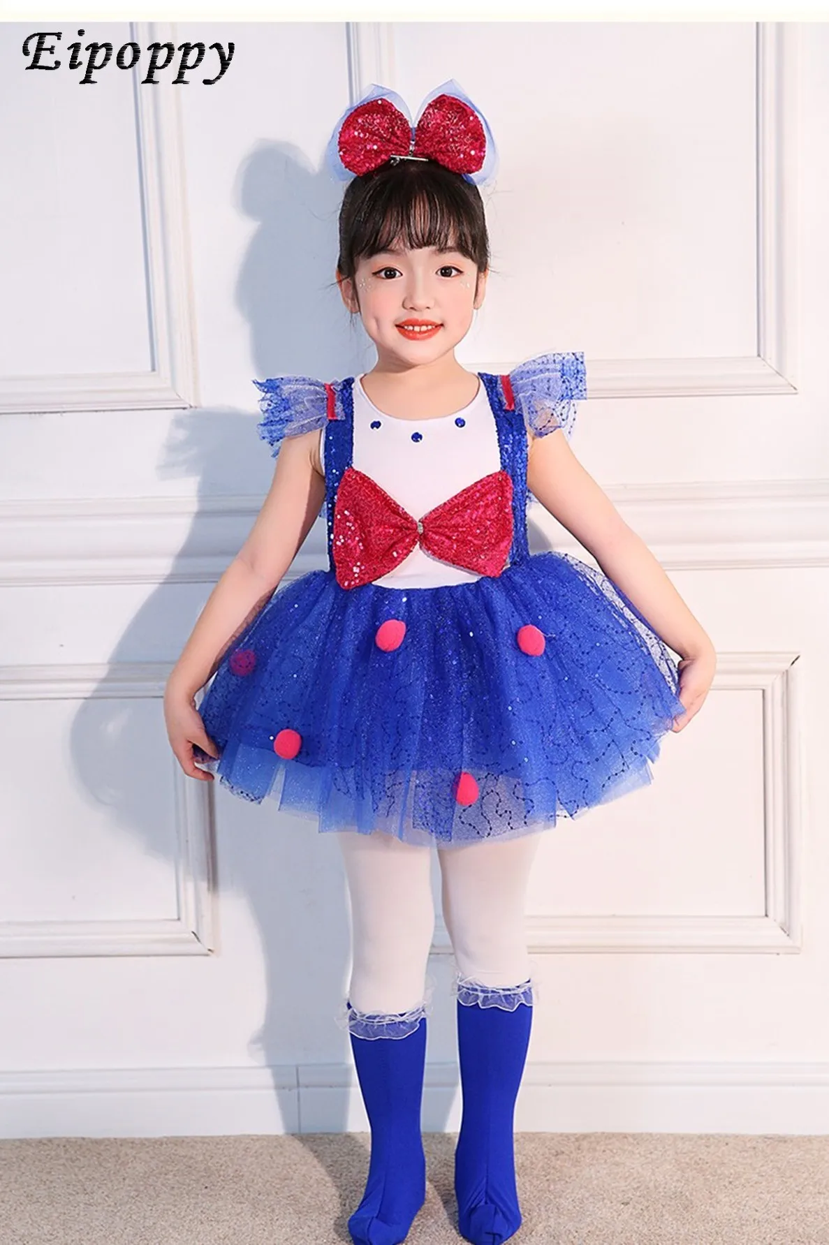 Children's Pettiskirt Performance Dress Sequined Chorus Dress Rainbow Dress Kindergarten Girl Princess Yarn