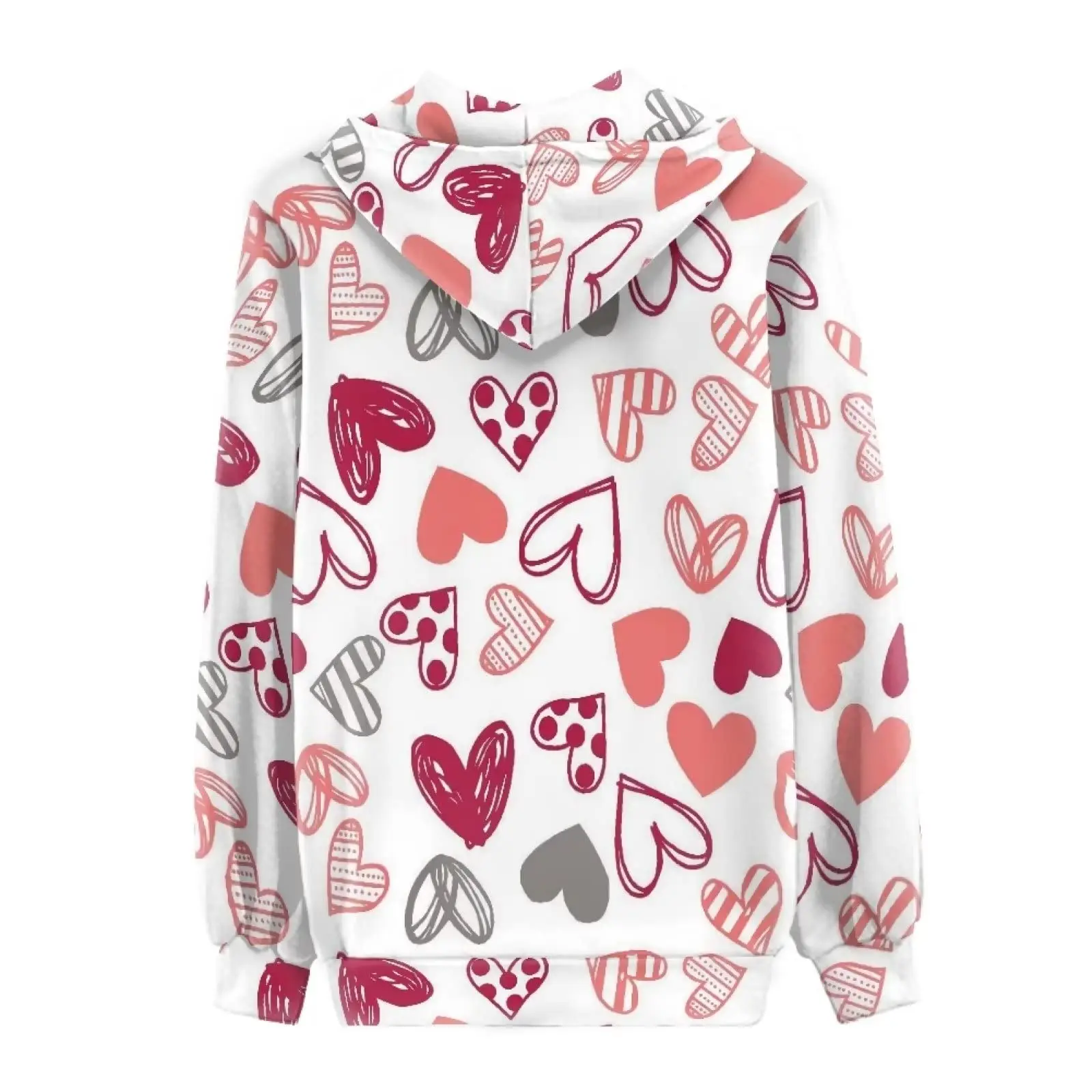 Fashion Women Hoodies Art Graffiti Heart 3D Printed Pockets Coats Zip Up Hoodie Long Sleeve Streetwear Valentine's Day Gifts