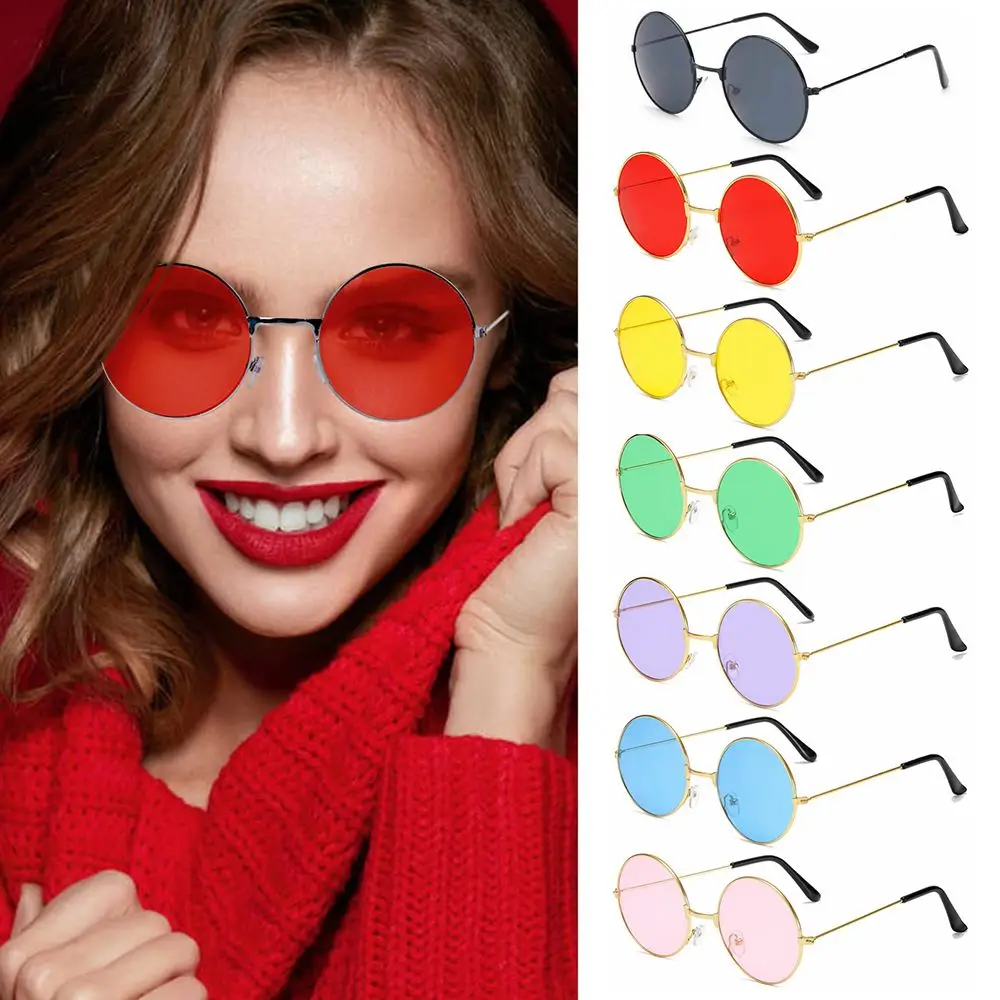 Fashion Hippie Disco Circle Glasses Metal Sunglasses Eyewear Round Sunglasses