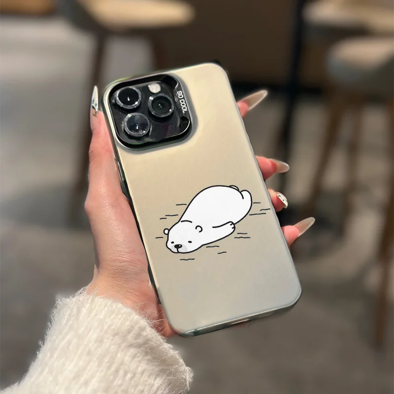 

Cute polar bear pattern phone case for iPhone 17 16 15 14 13 12 11 Pro/ Max/Plus shock-proof rear cover anti-fingerprint