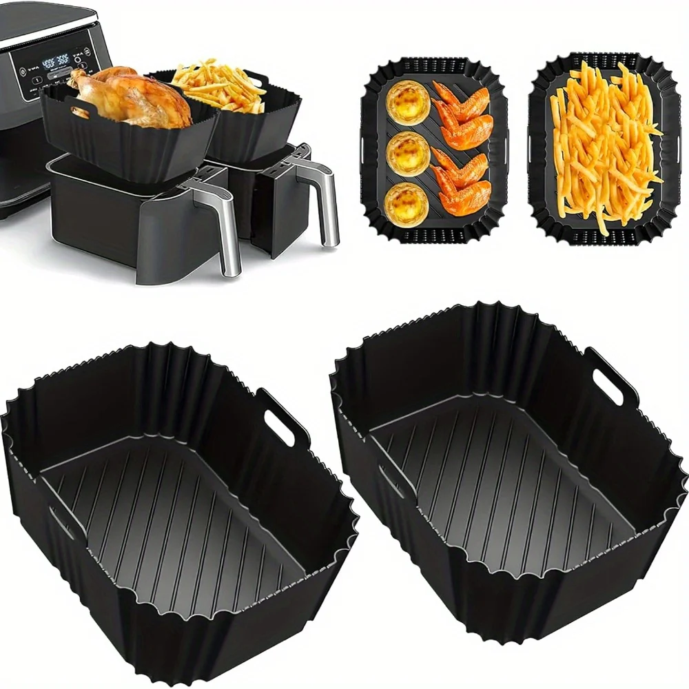 

2 Non-Stick Air Fryer Pads - Oven, Oven, Oven - Easy to Clean, Reusable, Scratch-Resistant - For Chicken, French Fries, Pastries