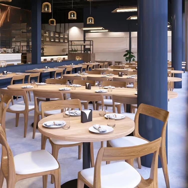 

Luxury Modern Oak Wood Round Cafe Leather Restaurant Bench Sofa Furniture Booth Seating Table Chair Set for Hotels Coffee Shops