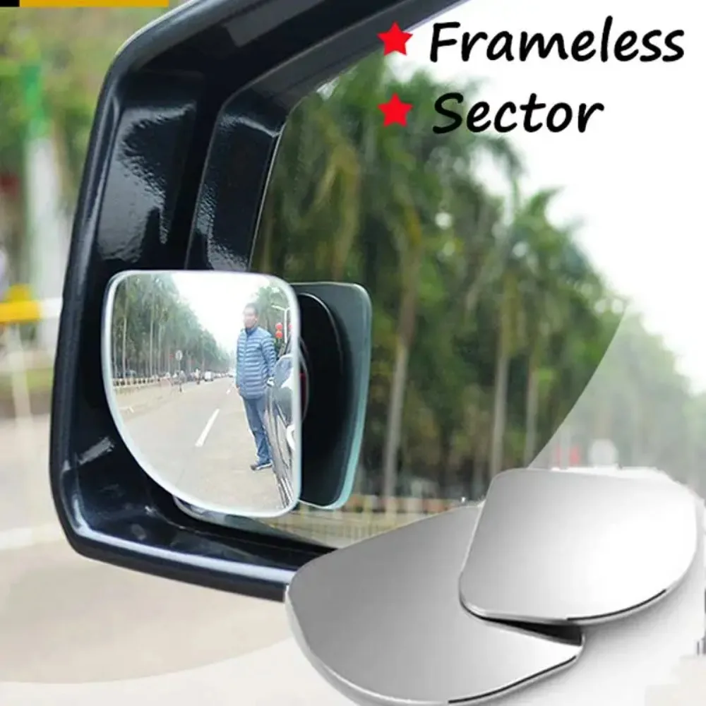 2pcs Car Rearview Mirror Frameless Adhesive  Blind Spot  Wide Angle Adjustable 360 Rotation Round /Square/Sector Shape