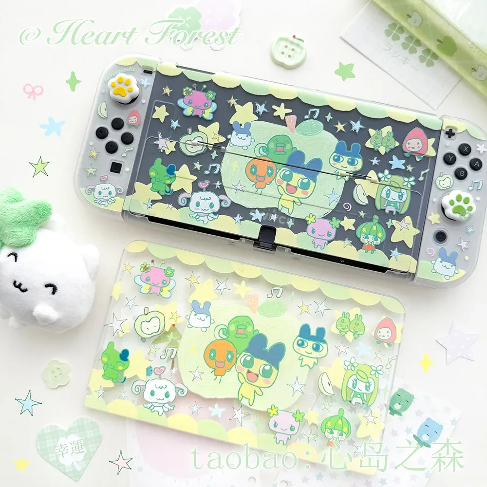 Cartoon Tamagotchi Transparent Case for Nintendo Switch 2/OLED/Lite Console Shock-resistant Joy-Con Controller Cases Dock Cover