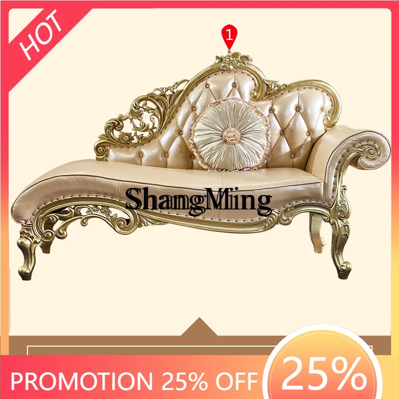

CL all-solid wood chair high-end double-sided carved princess chair luxury leather chair