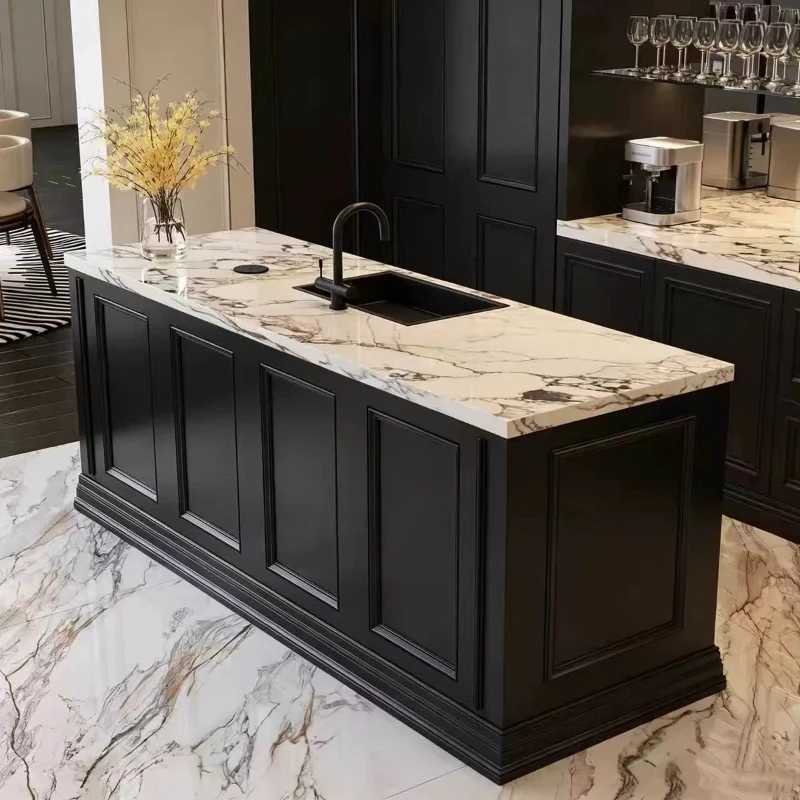 Nordic restaurant furniture French retro solid wood paint island table integrated open kitchen middle island kitchen console