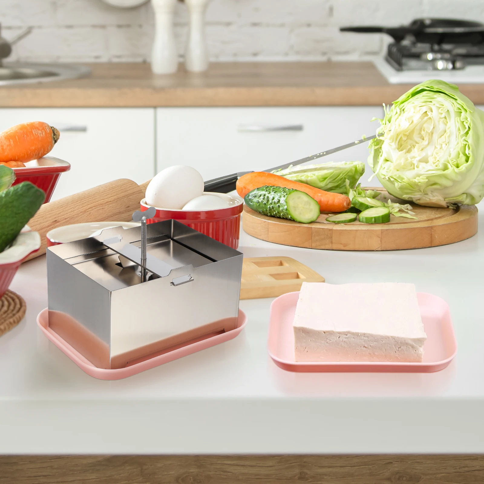 

Stainless Steel Tofu Mold Large Size Manual Maker Press Tool Home Use Washable Reusable Practical Bean Curd Squeezer Kit