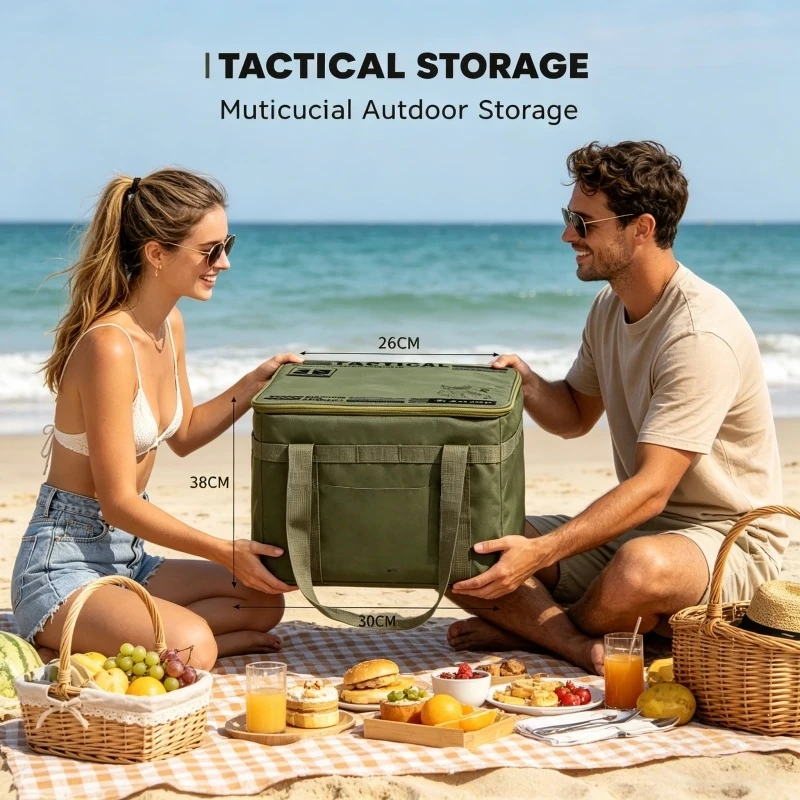 Home Household Waterproof Durable Tactical Storage Bag Large Capacity for Outdoor Camping Cookware Tableware Hiking Picnic BBQ
