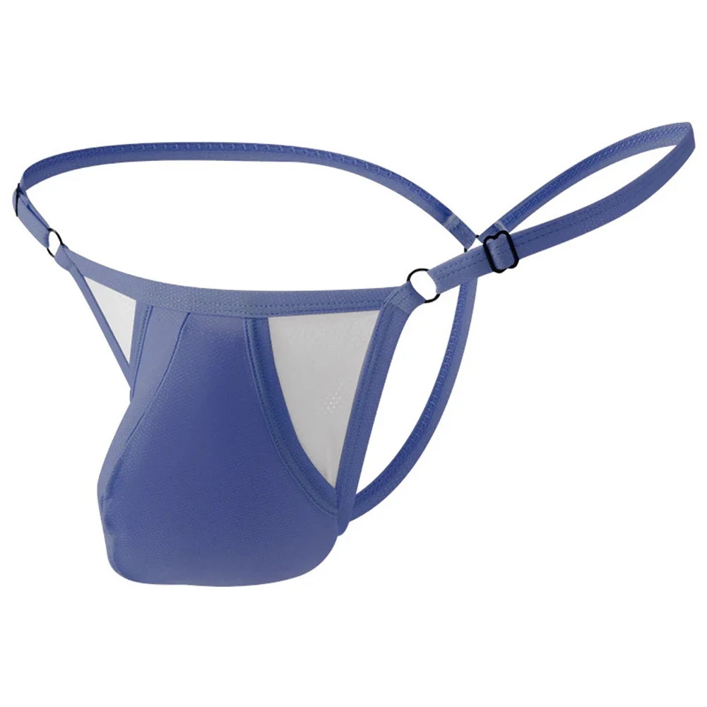

Men Ice Silk G-string Thongs Gay Sissy Bulge Pouch Underwear Solid Color T-Back Simple Basic Hollow Breathable Trunks Underpants