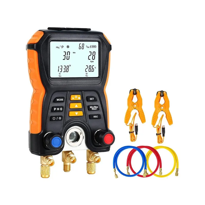 HTI New HT-750 Digital Pressure Gauge Refrigeration Vacuum Manifold Tester Refrigerant Meter