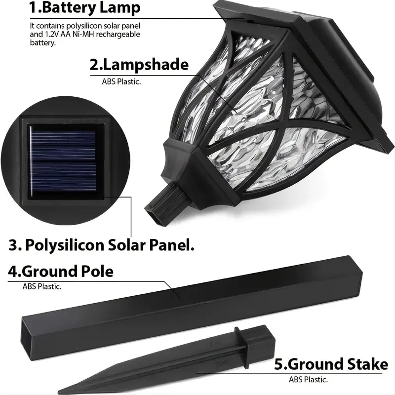 2 sztuk/partia Led słoneczne oświetlenie trawnika zewnętrzne wodoodporne ciepłe białe światło dekoracja ogrodowa lampa na ścieżkę willa podwórko podjazd