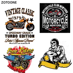 ZOTOONE Punk Motorcycle Skull Patch Iron on Transfer A-level Washable Stickers for Clothes T-shirt Jacket Applique Thermal Press