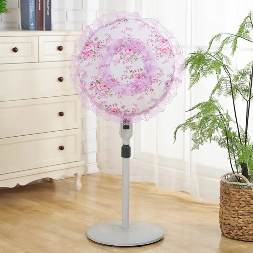 

Pastoral Style Lace Electric Fan Cover All-inclusive Dust Prevention Fan Dust Cover Round Safety Protection