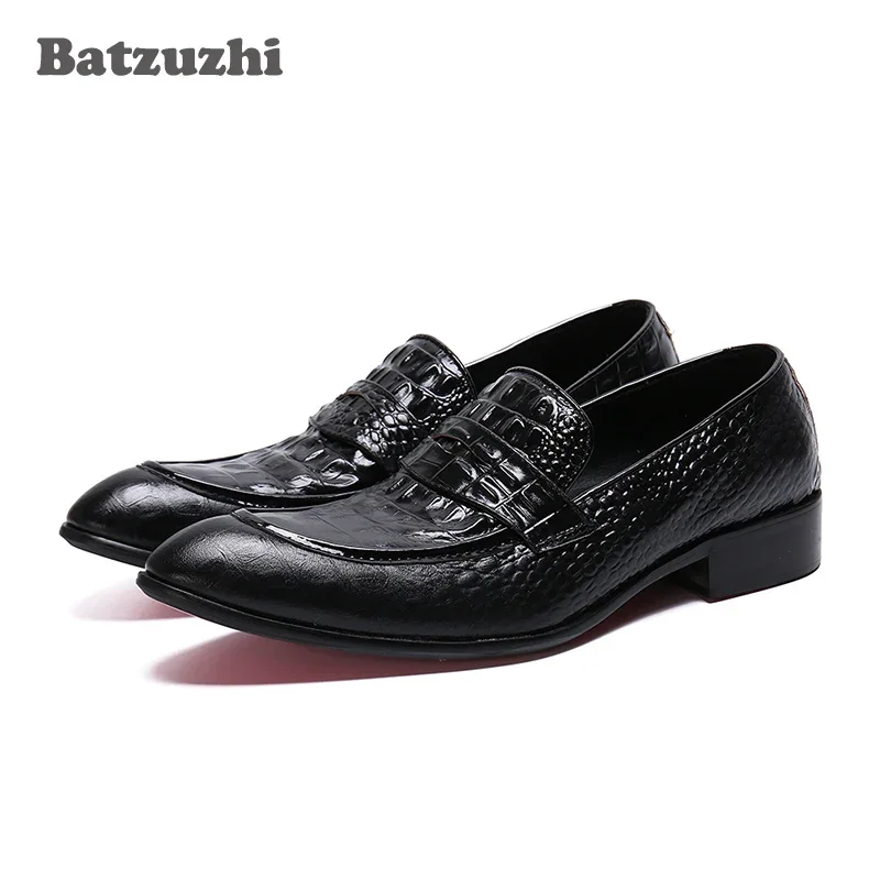 

Batzuzhi Handmade Men's Shoes Pointed Toe Black Leather Dress Shoes Business Oxfords Chaussure Homme Luxury Male Footwear, 38-46