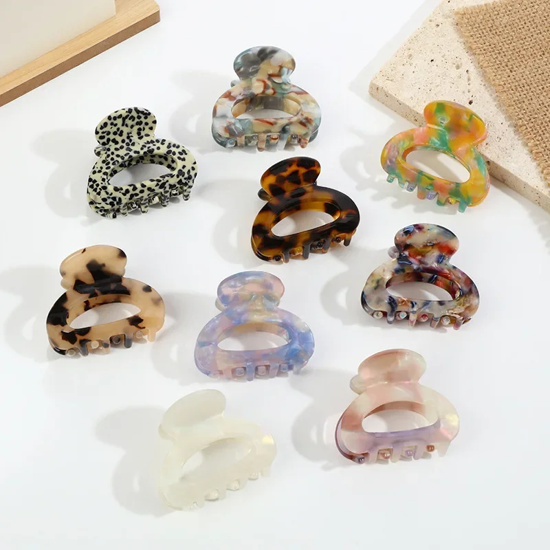 2pcs/set Acetate Hair Claw Clip for Women Girls Mini Leopard Hair Clips Chic Barrettes Crab Hairpins Clamp Hair Accessories