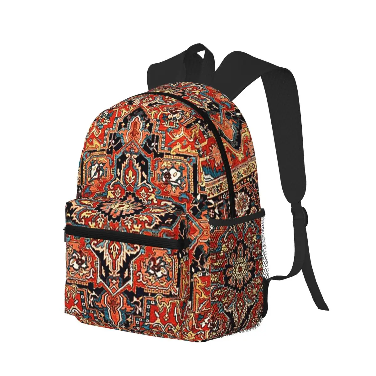 Heriz Persian Carpet Print Student Backpack School Bag Hiking Travel Daypack for Boys Girls Bookbag Shoulder Bags