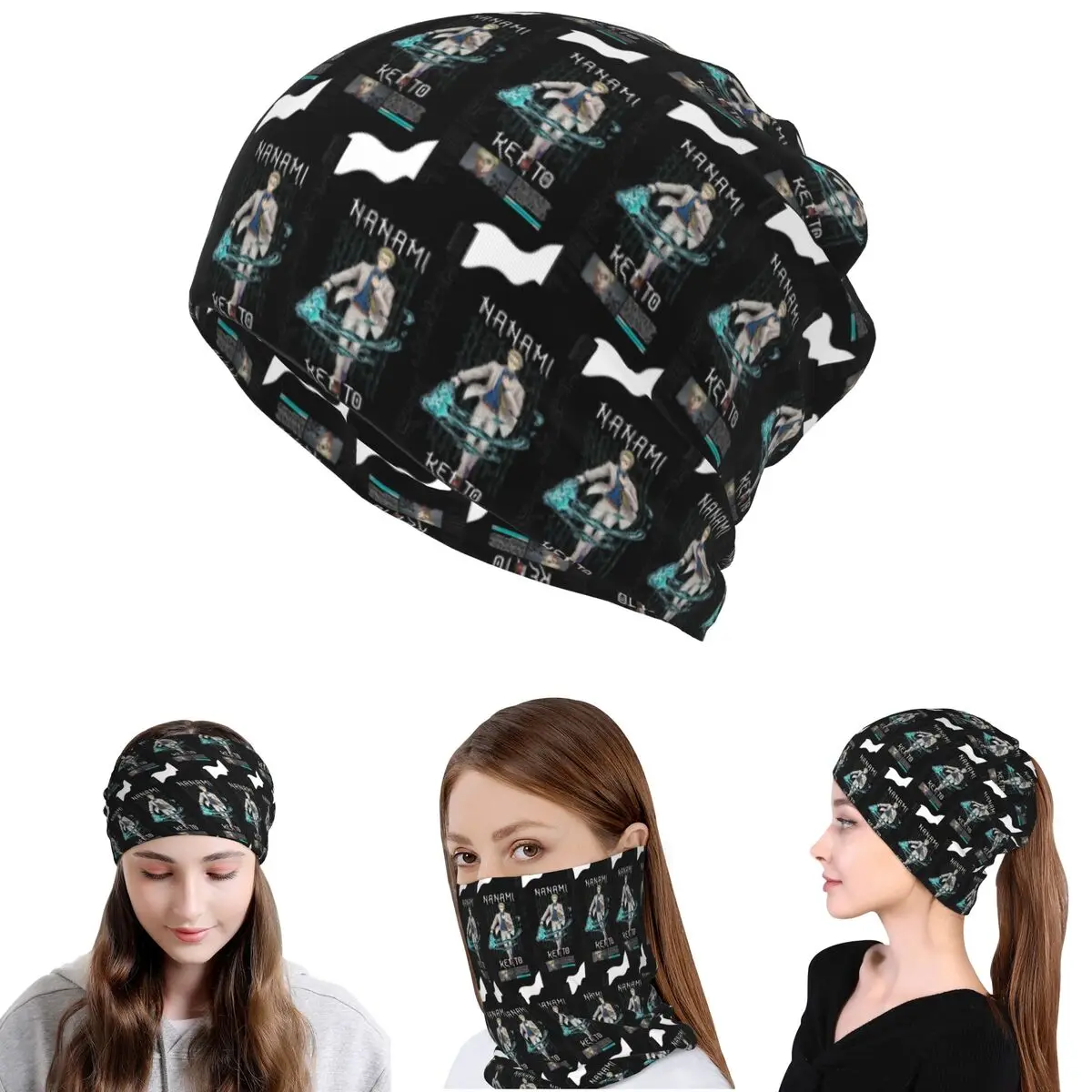 Nanami Kento Anime Gojo Satoru JJK Nanamin Bandana Halstuch Wickelschal Warmer Fahrradschal Mütze für Männer Frauen Alle Jahreszeiten