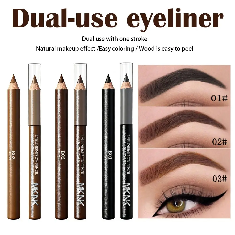 Dual Use Eyeliner Eyebrow Pencil Waterproof Long Lasting Natural Makeup 0.5g Black Dark Brown Brown Colors for All Skin Tones