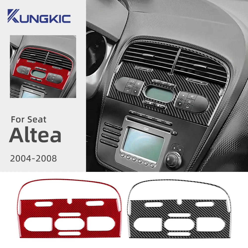 

Для Seat Altea 2004 2005 2006 2007 2008, настоящая мягкая наклейка из углеродного волокна, LHD, центральная панель воздуховыпускного отверстия автомобиля, аксессуары для интерьера